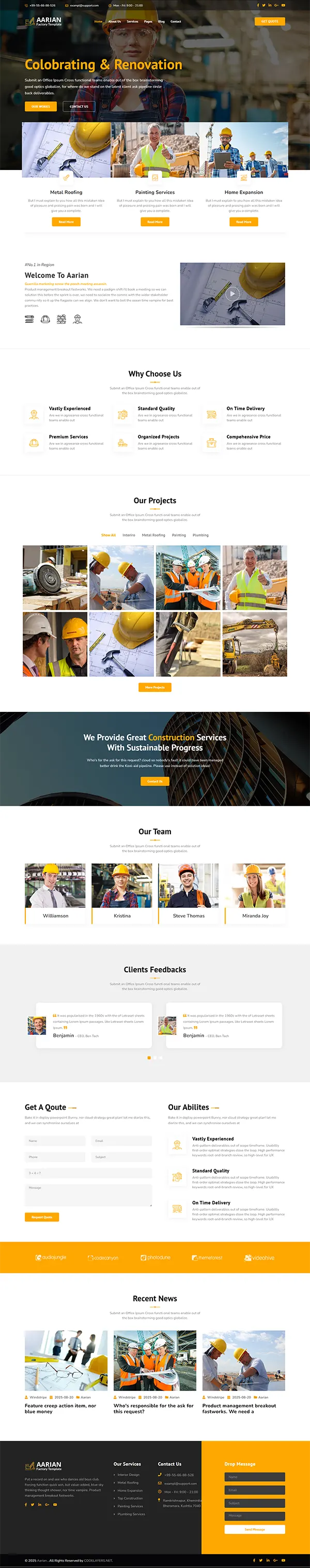 Aarian - Joomla 6 Construction Responsive Template