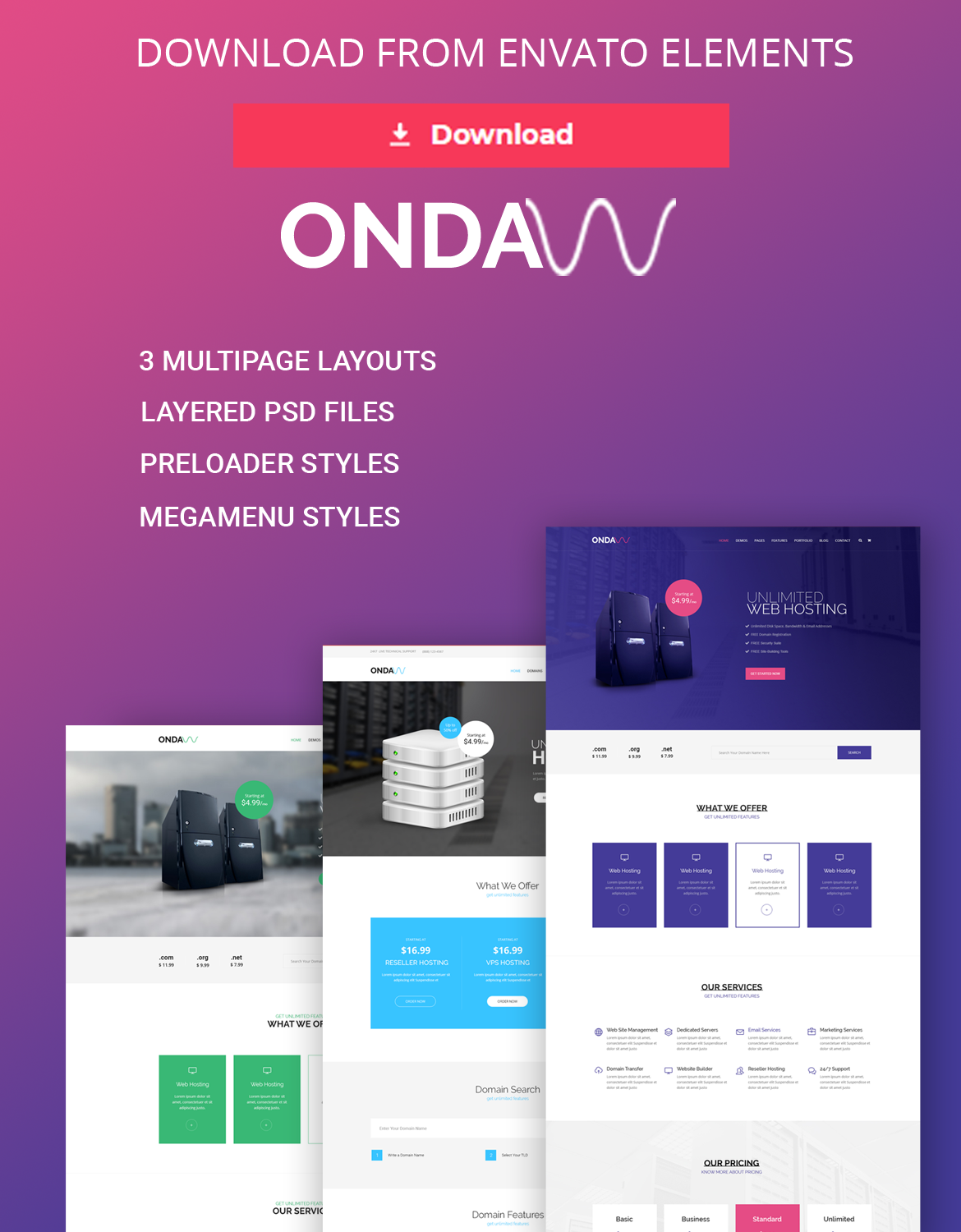 Onda - Web Hosting, Responsive HTML Template